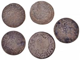 5db-os vegyes sérült, rossz tartású külföldi ezüstpénz, közte Német Államok / Szilézia 1730. 3kr Ag ...