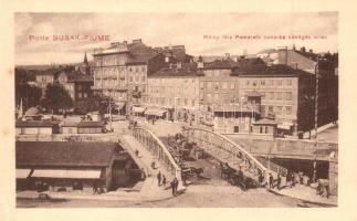 Fiume, Rijeka, Susak; híd, Réthy-féle köhögés elleni pemetefű cukorka reklámmal / bridge, advertisement
