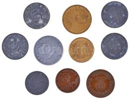 Német 3. Birodalom 1936-1943. 1pf-10pf (10x) közte 9xklf T:1-,2,2- German Third Reich 1936-1943. 1 Pfennig - 10 Pfennig (10x) including 9xdiff C:AU,XF,VF