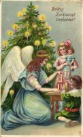 6 db RÉGI karácsonyi litho üdvözlőlap / 6 pre-1945 Christmas greeting postcards, litho