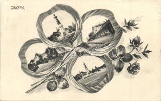 Gödöllő, vasútállomás, királyi kastély, Erzsébet királyné szobor, lóhere