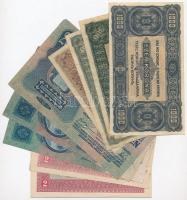 1913-1923. 9db-os korona tétel, benne: 1917. 2K (2x) + 1915. 10K (2x) + 1913. 20K + 1923. 100K + 192...
