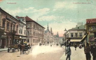 Kolozsvár, Cluj; Wesselényi Miklós utca, Blaumzweig nagyáruháza, Economul, Takarékpénztár / street, shops, bank (EB)