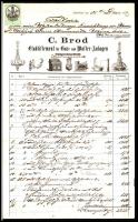 1877 C. Brod díszes fejléces számla, 5 kr okmánybélyeggel