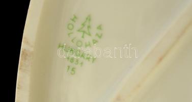 Hollóházi párnát tartó népviseletes lány, kézzel festett, jelzett, hibátlan, m:27 cm