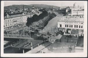 1940 Nagyvárad, Oradea; Kőrös, híd, zsinagóga, Desideriu Friedmann üzlete, étterem / river, bridge, synagogue, shops, restaurant, photo