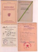 cca 1928-1971 7 db igazolvány (Ganz és Társa, Magyar Irodalmi és Művészeti Kongresszus, közmunka igazolvány, kultúrigazolvány, Tungsram, légoltalmi, stb.)