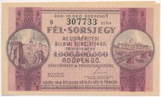 Budapest 1946. "Újjáépítési Állami Sorsjáték" fél sorsjegy, "A" és "B"...