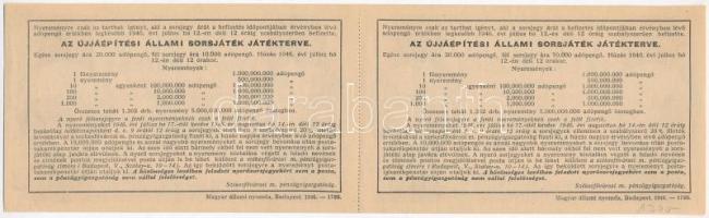 Budapest 1946. "Újjáépítési Állami Sorsjáték" fél sorsjegy, "A" és "B"...