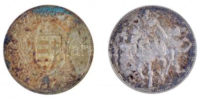 1896KB 1K Ag "Millenium" + 1939. 1P Ag T:2,3 patina