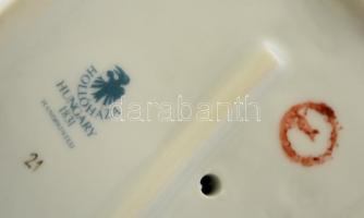 Hollóházi legyezős hölgy, kézzel festett, jelzett, hibátlan, festék hibával, m:26 cm