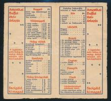 cca 1910 Amerikai Buffet Budapest VII. Menükártya. Bíró és Schwarttz nyomda