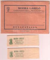 Modra László Gyógyszertára a "Megváltó"-hoz Dunapataj receptborítékja, tartalommal