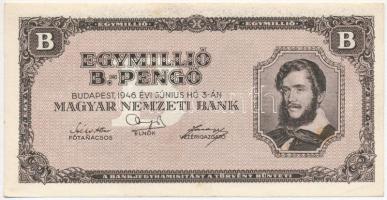 1946. 1.000.000BP apró festékfoltok és nyomathiba Kossuth jobb szeme mellett T:II kis fo.