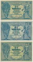 1919. 5K "OSZTRÁK-MAGYAR BANK..." (3x) + 1919. 5K "MÁS TÖRVÉNYES..." (2x) T:III,III- szakadás