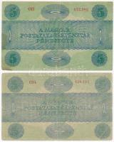 1919. 5K "OSZTRÁK-MAGYAR BANK..." (3x) + 1919. 5K "MÁS TÖRVÉNYES..." (2x) T:III,...