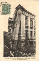 Messina, Avanzi del Palazzo Ruffo principe della Floresta sorretti dall' Hotel Trinacria / ruins of the palace of Prince Ruffo after the earthquake, TCV card  (Rb)