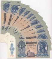 1941. 20P (11x) megegyezős sorozatszám "C151", mind közeli sorszámmal, benne sorszámkövető hármas és egyugrásos sorszámkövető párok T:I,I-