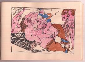 Jelzés nélkül: Popeye a tengerész erotikus kalandjai. 15 kép, vegyes technika, papír, 12x9 cm