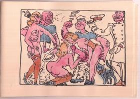 Jelzés nélkül: Popeye a tengerész erotikus kalandjai. 15 kép, vegyes technika, papír, 12x9 cm