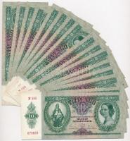 1936. 10P (16x) megegyezős sorozatszám "B485", mind közeli sorszámmal, benne sorszámkövető négyes és egyugrásos sorszámkövető párok T:I