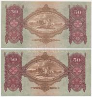 1932. 50P elcsúszott zöld alapnyomat (2x) T:I-