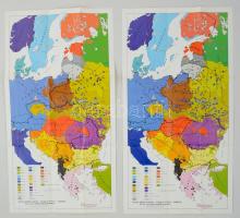 2 db térkép: Palovics Lajos: Kelet-Közép-Európa etnikai-nyelvi térképe és az államhatárok 1914-ben és 1920-ban, 29,5x55 cm