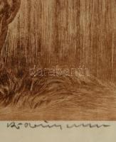 Olvashatatlan jelzéssel: Ló. Rézkarc, papír, üvegezett keretben, 26×32 cm