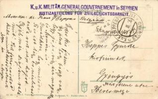 Belgrade, Hafen mit Kalimegdan / port, barges + K.u.K. Militär Generalgouvernement in Serben