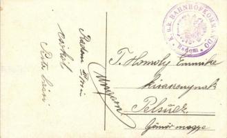 Warsaw, Warszawa, Warschau; Ul. Królewska / street view with tram 3 + "K.u.K. Bahnhofkommando R...