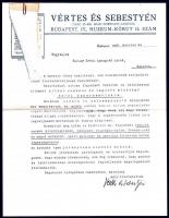 1929 Bp., Vértes és Sebestyén fehérneműkészítők fejléces levele anyagmintákkal, borítékban