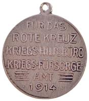 Osztrák-Magyar Monarchia 1914. "Vöröskereszt Háborús Segélyiroda 1914" fém medál füllel (22mm) T:2 Austro-Hungarian Monarchy 1914. "Für das Rote Kreuz Kriegs-hilfsbüro Kriegs-fürsorge AMT 1914" metal medallion with ear (22mm) C:XF