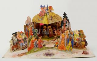 1990 Berki Viola: Betlehem, kihajtható, térbeli, papír, kis szakadással, 49x37x26 cm