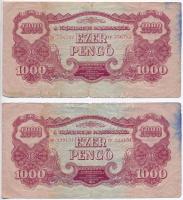 1944. 1000P "A Vörös Hadsereg Parancsnoksága" (2x) T:III-,IV ragasztott, fo.