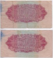 1944. 1000P "A Vörös Hadsereg Parancsnoksága" (2x) T:III-,IV ragasztott, fo