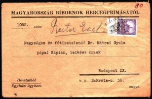 Serédi Jusztniián (1884-1945) bíboros által aláírt kinevezési okmány