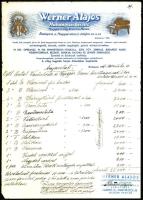 1947 Werner Alajos műhangszer-készítő díszes fejléces számlája
