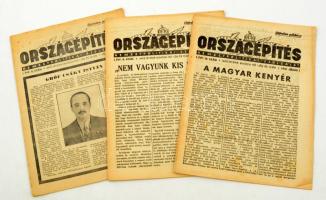 1941 Országépítés, Nemzetpolitikai Szolgálat 3 száma (I. évf. 2. 8. 12. sz.) benne számos irredenta, hungarista cikk