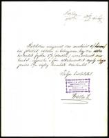 1892 Walla József cementárugyár díszes fejléces számlája, okmánybélyeggel