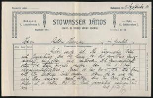1913 Stowasser János cs. és kir. udvari szállító díszes fejléces számlája