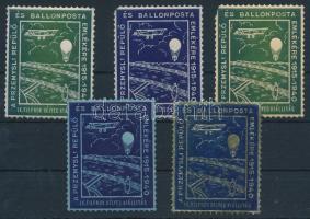 1940 Przemysli repülő és ballonposta 5 levélzáró (2 db sarokhibával)