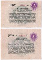 1932. "Gabonajegy" szelvény (2x) 2P értékben vízjeles papíron, kétféle sorszám: egyik "A" betűjellel T:II szakadás