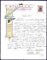 1888 Müller J. L. illatszergyár díszes fejléces számlája