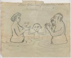 cca 1930 Kohn Úr a családi fürdőben, Két részes antiszemita gúnyrajz