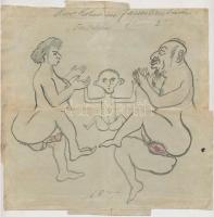 cca 1930 Kohn Úr a családi fürdőben, Két részes antiszemita gúnyrajz