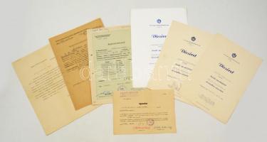 1947-1973 Rendőrfőhadnagy oklevelei és egyéb iratai, 7 db