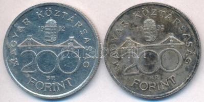 1992. 200Ft Ag "MNB" (2x) T:2 patina