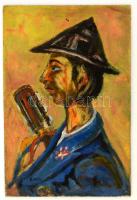 Remsei jelzéssel: Kalapos férfi. Olaj, farost, 53×35 cm