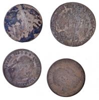 4db-os vegyes sérült, rossz tartású külföldi ezüstpénz, közte Ausztria 1731. 3kr Ag "VI. Károly", 1870. 10kr Ag "Ferenc József" T:3,3- 4pcs of various silver coins in bad condition, including Austria 1731. 3 Kreuzer Ag "Charles VI", 1870. 10 Kreuzer Ag "Franz Joseph" C:F,VG
