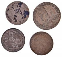 4db-os vegyes sérült, rossz tartású külföldi ezüstpénz, közte Ausztria 1731. 3kr Ag "VI. Károly...